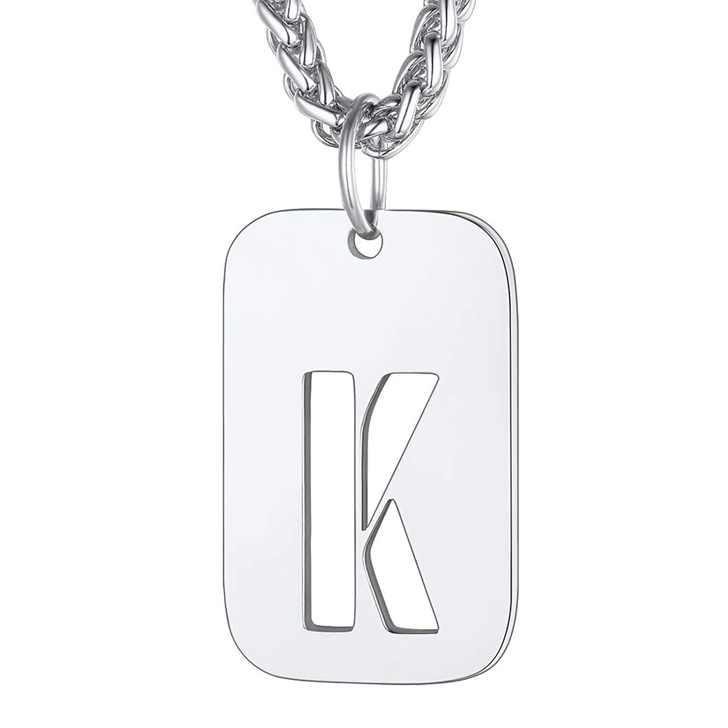 Richsteel Father Gift Mens Pendant Initial K Pendant Dog Tags Army for Men