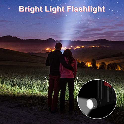 LED Work Light Rechargeable, 2000LM 3 COB Magnetic Working Lights with 4000mAh Mobile Charge and 360° Rotation Stand, Waterproof Portable LED Flashlight Work Light for Car Repairing (Red)