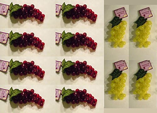 Faux Artificial Grapes 12 Bunches in 2 Different Colors Red and Yellow