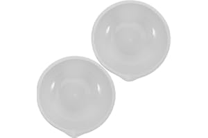 HEALEEP 2pcs Ceramic Evaporating Dish with Spout, Flat Bottom Laboratory Dish for Chemical Reagents, High