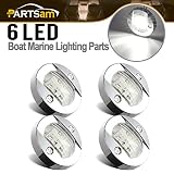 Partsam 4 Pcs 3 Inch Round Chrome Marine LED Transom Mount Stern Anchor Navigation Light IP67 Waterproof, Round Boat Marine Lights 6-2835-SMD, Boat LED Stern Lights 12V DC