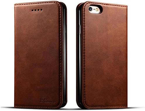 Xiaopangzi Slim PU Leather Wallet Design Flip Cover Case Magnetic Closure Case for iPhone 6/6s 7 Plus (Brown, for iPhone 6 Plus)