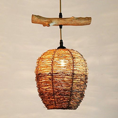Rattan Chandelier American Retro Japanese-style Creative Wooden Ceiling Lamp Restaurant Aisle Bar Single-head Iron Rope Pendant Lamp