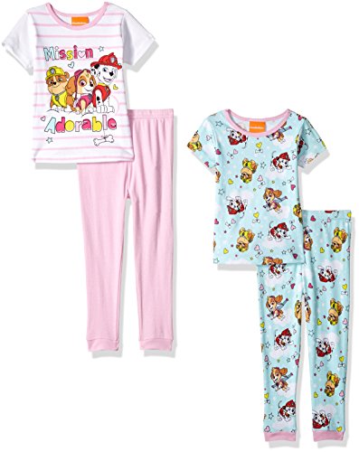 Nickelodeon Girls' Toddler Girls' Paw Patrol 4-Piece Cotton Pajama Set