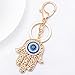 Jzcky Shzrp Blue Evil Eye on a Hamsa Crystal Rhinestone Keychain Key Chain Sparkling Key Ring Charm Purse Pendant Handbag Bag Decoration Holiday Gift