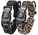A2S Protection Paracord Bracelet K2-Peak – Survival Bracelets with Embedded Compass Whistle EDC Hiking Gear- Camping Gear Survival Gear Emergency Kit (Black/Green Camo Adjustable Size)