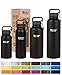 Healthy Human Stainless Steel Water Bottle | Double Walled Vacuum Insulated Water Thermos for Adults | Eco-Friendly Travel Bottles with Leak Proof Lid (Pure Black, 32 oz/ 946 ML)