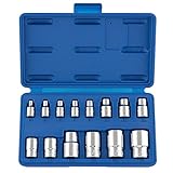Neiko 04300A External Star Torx Socket Set, E4 to E24 | 14-Piece Set, Cr-V Steel, 1/4", 3/8" and 1/2-Inch Drive Female E-Torx