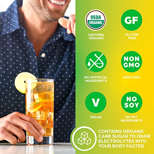 ORGAIN ORGANIC HYDRATION PACKETS, ELECTROLYTES POWDER – LEMON LIME HYDRO BOOST WITH SUPERFOODS, VEGAN, GLUTEN-FREE, NO SOY INGREDIENTS, NON-GMO, LESS SUGAR THAN SPORTS DRINKS, 8 COUNT