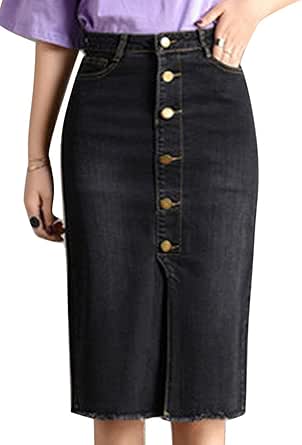 Denim Skirt Midi High Waist 