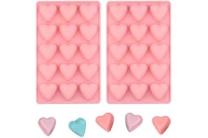 EDUEE Heart Chocolate Molds Valentine's Day Candy Molds 2 pcs Silicone Heart Mold for Resin Jelly Ice Cube Cupcake Cake Toppe