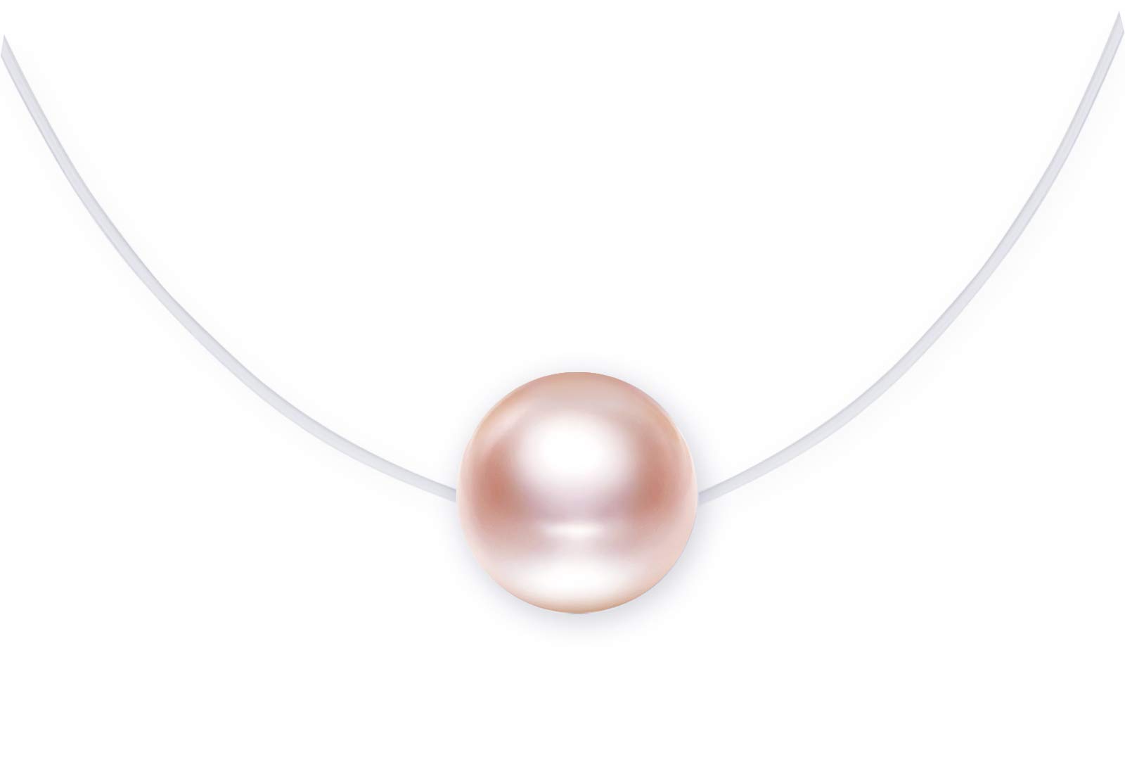 MicLee Women's girl's Pearl Necklace pendant, 925 Sterling Silver necklace, beautiful pearl Choker necklace, simple pink pearl pendant, and transparent fishing line, 40cm