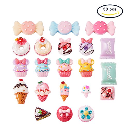 Pandahall 50 pcs mixed color candy & cake resin cab…