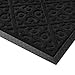 Door Mat Indoor Outdoor Doormats Outside Effective Scraping of Dirt Patio Grass Moisture Snow Dust Grit Removal Ideal Low Profile Doormat Front Door Entrance Mat Black Rug Non Slip Rubber 17.5’’x 27’’