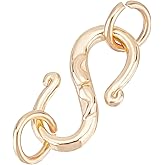 Beebeecraft 1 Box 20pcs S Hook Clasps 18K Gold Plated Brass 13.5mm Necklace Clasp Connector with 40pcs Jump Ring for DIY Jewelry Making