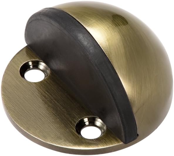 sourcing map Stainless Steel Floor Door Stopper with Rubber Bumper Adhesive/Screw Mounted Brass Tone, 1pcs