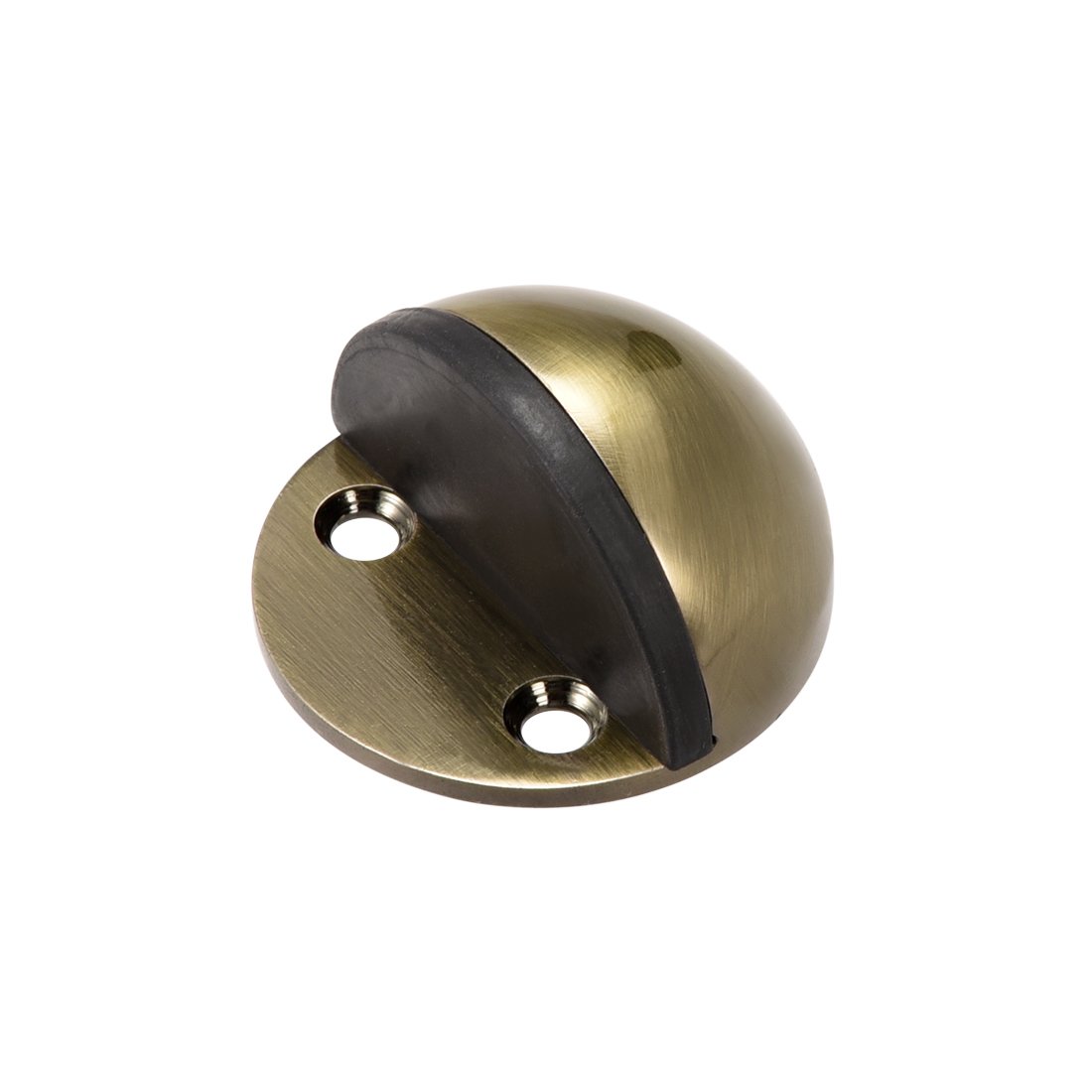 sourcing map Stainless Steel Floor Door Stopper with Rubber Bumper Adhesive/Screw Mounted Brass Tone