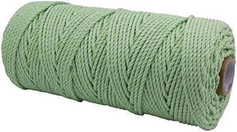 Ialwiyo Handmade Decorations Natural Cotton Macrame DIY Wall Hanging Plant Hanger Craft String Making Knitting Cord Rope Natural Color - 3mm (Aqua Green)