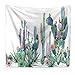 QEES Cactus Decor Tapestry Wall Hanging Decor Art Home Decor, Yellow and Green Watercolor Printed Bedroom Living Room Dorm Wall Hanging Tapestry Beach Throw/Table Runner/Cloth(GT11-C-6)(W:59