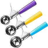 HOMURE H Ice Cream Scoop Set, 3 PCS Cookie Scoops, Disher, Muffin Scoops, Cupcake Scoop - #16 (2.7 oz), #20 (2 oz), #30 (1.25 oz), For Cookie, Ice Cream, Muffin, Side Dish, Mashed Potatoes