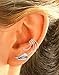 Southwest Leaf Curly Wave Ear Cuff Non-pierced Cartilage Wrap Earrings, a Pair in Sterling Silver