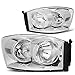Auto Dynasty Factory Style Headlights Assembly Head Lamps Compatible with Dodge Ram 1500 2500 3500 2006 2007 2008 2009, Driver and Passenger Side, Chrome Housing Clear Corner