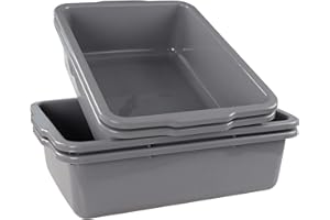 Jekiyo 4 Packs 32 L Commercial Bus Tubs, Large Food Grade Meat Tubs, Grey Restaurant Bus Pans