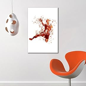 Canvas Wall Art Sports Theme - Jumping Man a Ball in Hand - Giclee Print Gallery Wrap Modern Home Art Ready to Hang - 12x18 inches