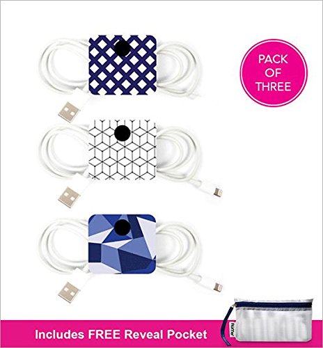 RuMe 'Tech Burrito' Cord Organizer (Set of 3) Graphic Azul