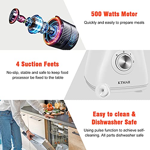 KTMAII Compact Food Processor Blender Combo, 5 Cup Bowl, Dough Blade