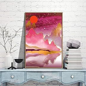 Framed Canvas Wall Art for Living Room, Bedroom Nordic Style Mountains Canvas Prints for Modern Home Decoration Ready to Hang - 16"x24" inches