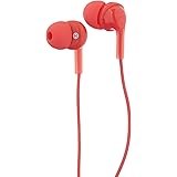 Amazon Basics In-Ear Wired Headphones Earbuds with Microphone, Red