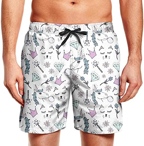 KIENENG Cute Catoon Diamond Man Swim Trunks Surf City