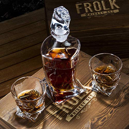 Whiskey Set for Men & Women Whiskey Decanter, 2 Twist Whiskey Glasses