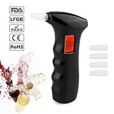 Breathalyzer, Vandora Portable Digital Breath Alcohol Tester LED Screen With 5 Mouthpieces for Home Use (Black)