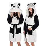 Emolly Fashion Panda Bathrobe with Hood Soft and Warm Robe for Women (Large)