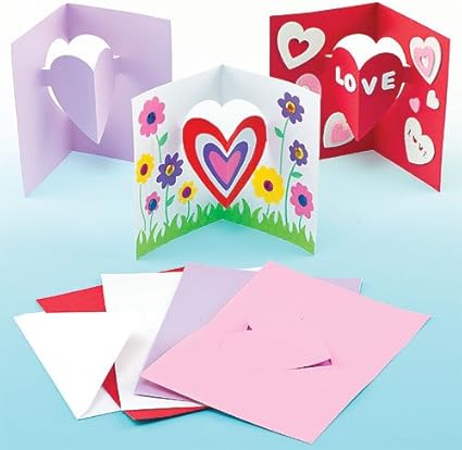 Amazon Com Baker Ross Ltd Children S Craft Heart Pop Out Cards