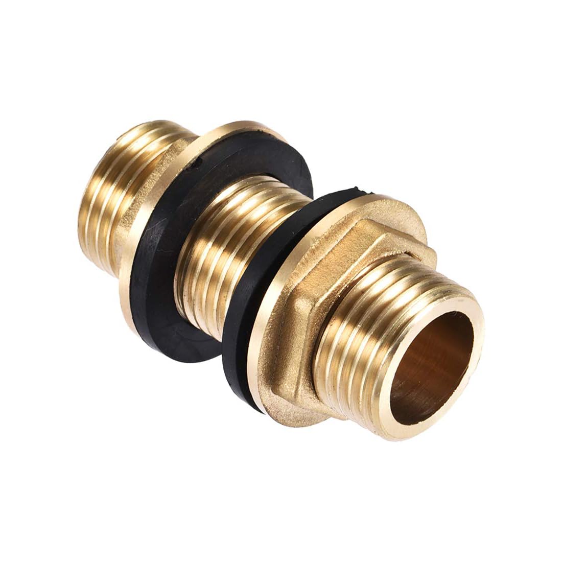 MACHSWON Bulkhead Fitting, G1/2 Male, Tube Adaptor Connector Hose Fitting with 2 Silicone Gaskets, for Pipes, Faucets, Hoses, Fittings, for Water Tanks, Brass, 1pcs