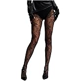 Milumia Women's Vintage Floral Lace Patterned Tights Hollow Out Fishnet Stockings Pantyhose