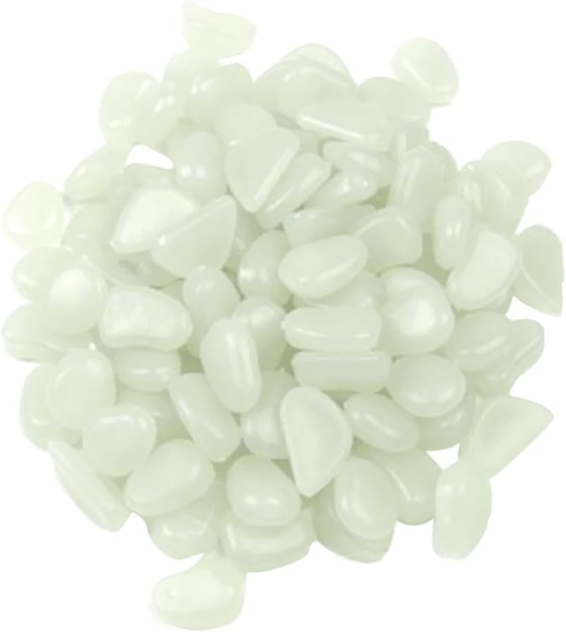 up2uBaby 100 pcs Glow in The Dark Garden Pebbles Glowing Stones for Walkway Yard and Decor (White)