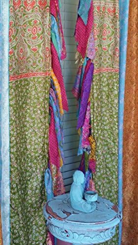 Boho Curtains Bohemian panels Hippy Boho Gypsy Fringe paisley vintage scarf scarves Wall Decor bohemian Bedroom silk sari india fringe IN STOCK SHIPS TODAY