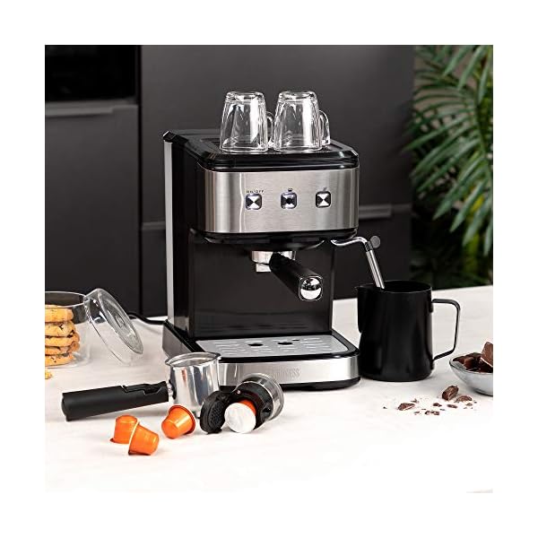PRINCESS 249413 Espressomaschine und Kapselmaschine 20 bar Wassertank 1,5 Liter Máquina de Espresso y cápsula Schwarz… – Bild 6