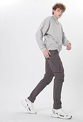Plaid&Plain Men's Cargo Work Pants with Pockets