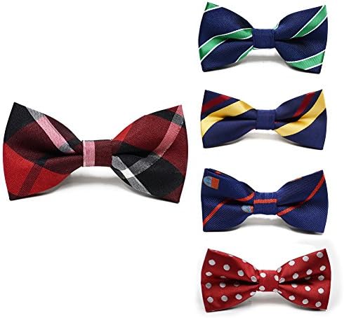 Fter Adjustable Boys Bow Tie 5 Pack Wedding Dress up Satin Toddler Bowties Various Designs (C)