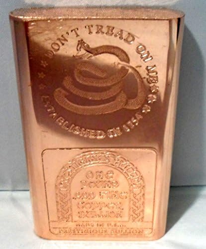 One Pound Don't Tread On Me .999 Copper Bullion Art Bar