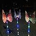 SIXBAGIN Outdoor Solar Garden Stake Lights Solar Powered Lights, Multi-color Changing LED Garden Lights, Fiber Optic Butterfly Decorative Lights,Lawn Pathway Walkway Disk Lights (2 PACK)