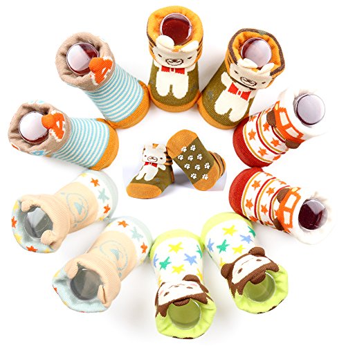 Dicry Baby Boys Socks,6-18 Months,5 Pairs,Turn Cuff,Non Slip,Anti Skid,Infant Grip Ankle Socks