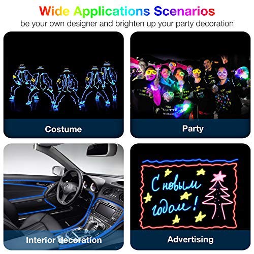 image for COVVY Lysignal 16ft Neon Glowing Strobing Electroluminescent Light Sup