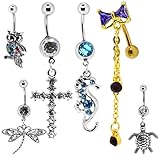 Bow Seahorse Cross Dangle Cute Belly Button Ring Body Jewelry for Navel Piercings