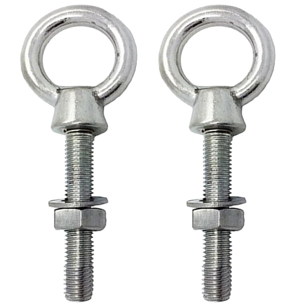 M6 x 40mm Lifting Long Eye Bolt Longshank with Full Nuts and Washer Stainless Steel Marine Grade (Pack of 2)